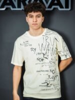 ⁦تيشيرت رجالي اوفر سايز بطباعة LETTERS⁩ - الصورة ⁦2⁩