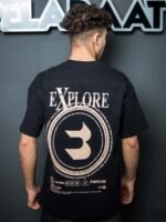 ⁦تيشرت رجالي قطن اوفر سايز بطباعه Explore⁩ - الصورة ⁦2⁩