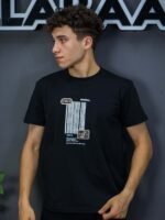 ⁦تيشيرت رجالي ليكرا سليم فيت بطباعة Minimal⁩ - الصورة ⁦2⁩