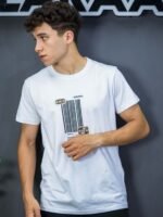 تيشيرت رجالي ليكرا سليم فيت بطباعة Minimal