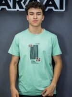 ⁦تيشيرت رجالي ليكرا سليم فيت بطباعة Minimal⁩ - الصورة ⁦3⁩