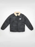 ⁦جاكيت رجالي مضلع بياقة فرو⁩ - الصورة ⁦5⁩