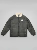 ⁦جاكيت رجالي مضلع بياقة فرو⁩ - الصورة ⁦4⁩