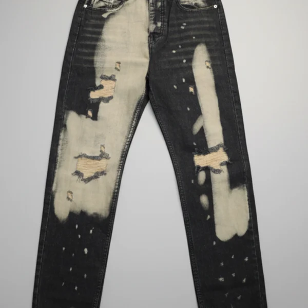 بنطلون جينز رجالي وايد ليج مشبح